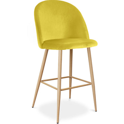 Sgabello imbottito in velluto - Design scandinavo - Evelyne - Giallo