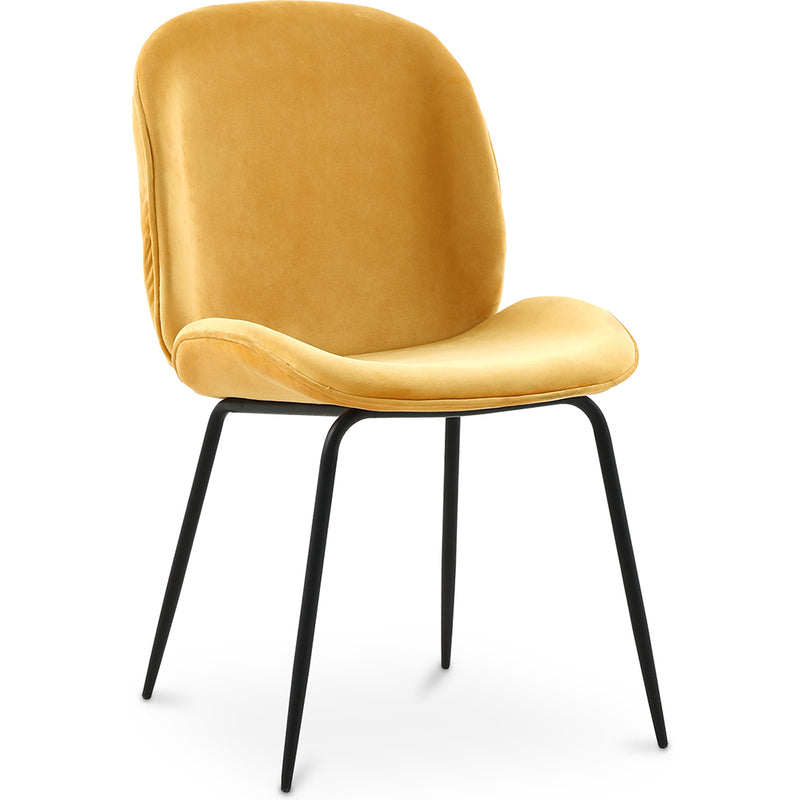 Dining Chair - Upholstered in Velvet - Retro - Elias - Mustard