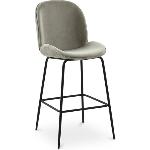 Velvet stool with backrest - Retro design - Elias