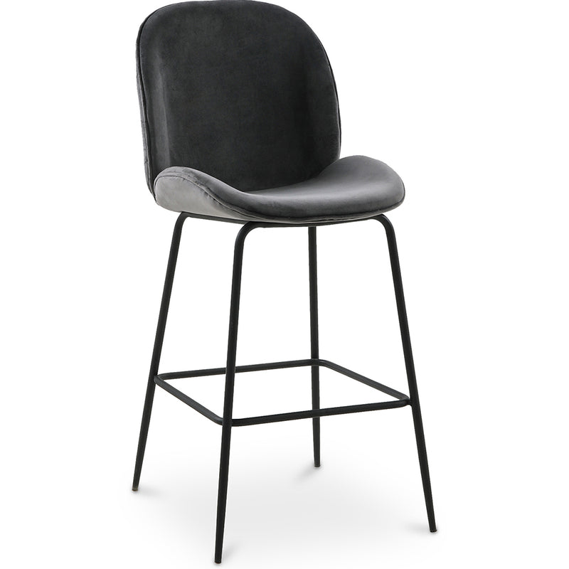 Tabouret en velours avec dossier - Design rétro - Elias