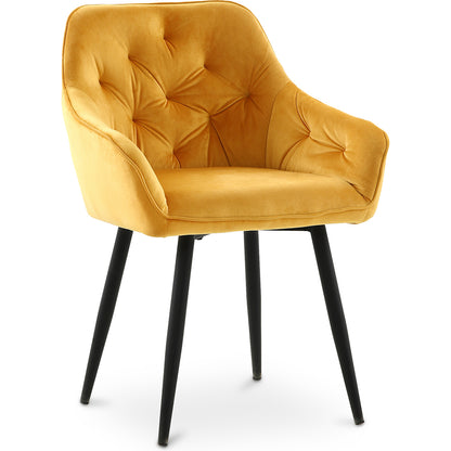 Dining chair with armrests - upholstered in velvet - Alene