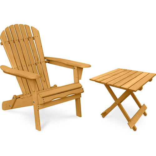 Pack Chaise d'extérieur et Table d'extérieur et de jardin - Bois - Alana