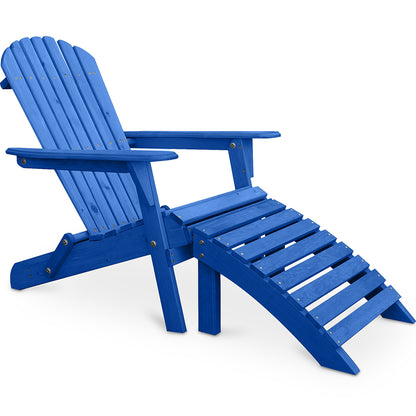 Deck Chair with Footrest - Wooden Garden Chair - Adirondack