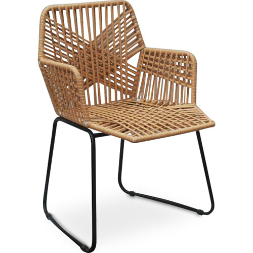 Cadeira de jantar de vime - Cadeira de jardim Boho Bali Design - Tale - Preto