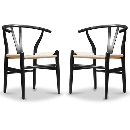 Lot de 2 chaises de salle à manger en bois - Style scandinave - Wish