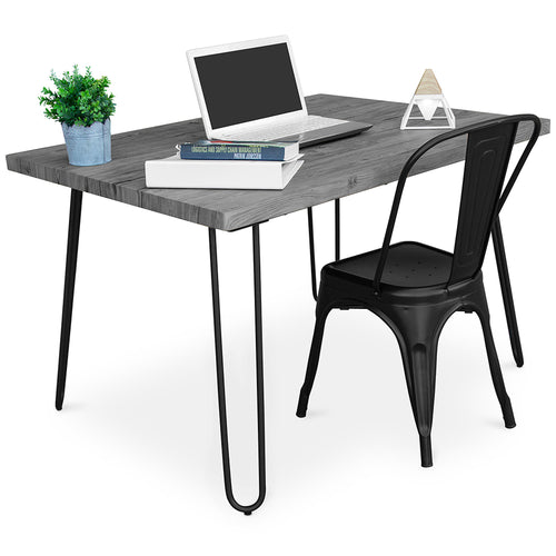 Ensemble de Bureau - Design Industriel 120cm - Hairpin + Chaise de Salle à Manger - Stylix