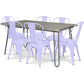 Dining Table Set - Industrial Design 150cm + Set of 6 Dining Chairs - Industrial Design - Hairpin Stylix