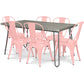 Dining Table Set - Industrial Design 150cm + Set of 6 Dining Chairs - Industrial Design - Hairpin Stylix