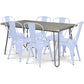 Dining Table Set - Industrial Design 150cm + Set of 6 Dining Chairs - Industrial Design - Hairpin Stylix