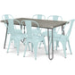 Dining Table Set - Industrial Design 150cm + Set of 6 Dining Chairs - Industrial Design - Hairpin Stylix