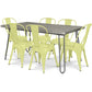 Dining Table Set - Industrial Design 150cm + Set of 6 Dining Chairs - Industrial Design - Hairpin Stylix