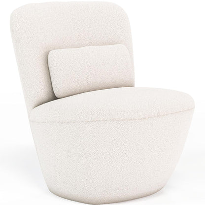 Fotel designerski z tkaniny boucle z imitacji futra - białe pętelki - Carla