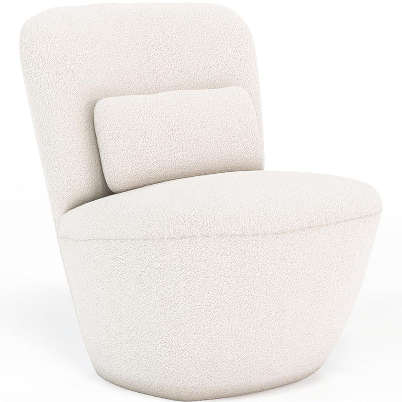 Fauteuil design En Bouclette Fausse Fourrure Tapissée - Boucles Blanches - Carla