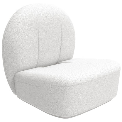 Fotel designerski z tkaniny boucle z imitacji futra - białe pętelki - Loraine
