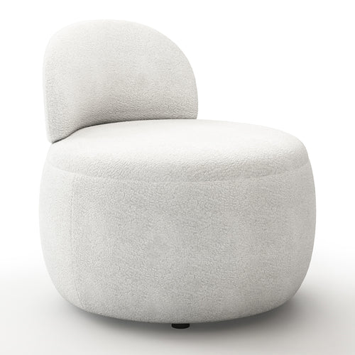 Fauteuil Design En Bouclette Fausse Fourrure Tapissée - Boucles Blanches - Melanie