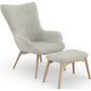 Armchair with Footrest - Linen Upholstery - Huda