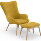 Armchair with Footrest - Linen Upholstery - Huda
