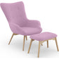 Armchair with Footrest - Linen Upholstery - Huda