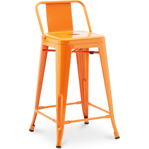 Taburete de Bar con Respaldo - Diseño Industrial - 60cm - New Edition - Stylix - Naranja