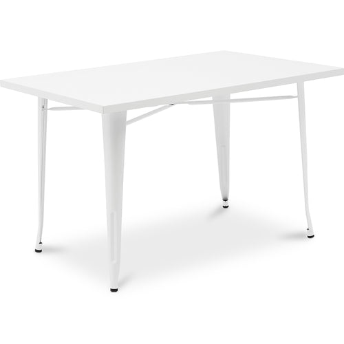 Table à manger rectangulaire - Design industriel - Métal blanc - Ashi