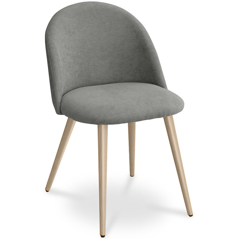 Dining Chair Upholstered in Fabric - Scandinavian Style Solid Natural Wood Style Legs- Evelyne