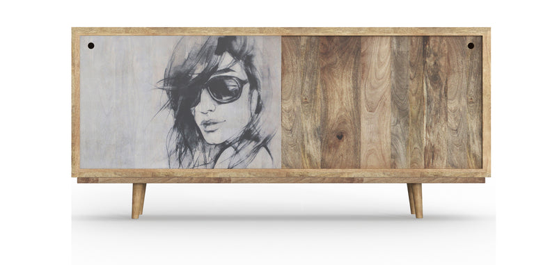 Buffet en Bois - Stile Vintage - Dessin Femme - Lucil