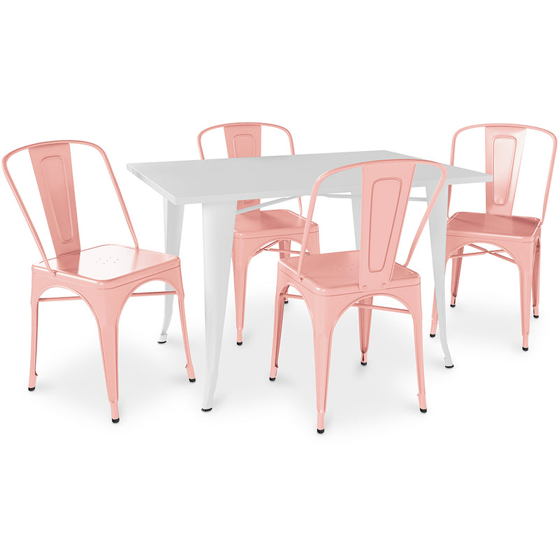 Pack Table à manger et 4 Chaises à manger Design industriel - Nouvelle édition- Bistrot Stylix