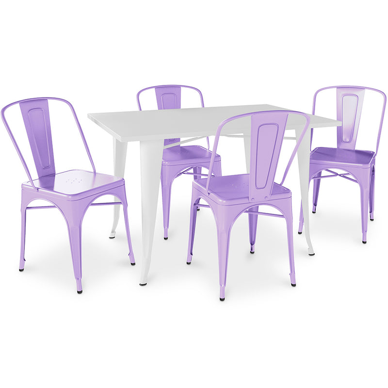 Pack Table à manger et 4 Chaises à manger Design industriel - Nouvelle édition- Bistrot Stylix