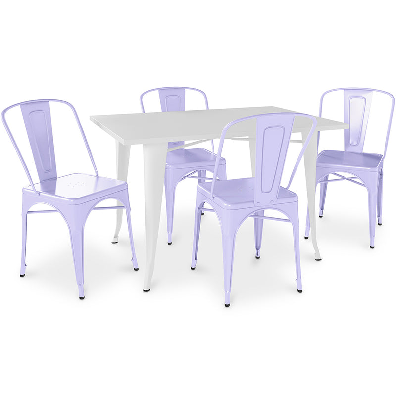 Pack Table à manger et 4 Chaises à manger Design industriel - Nouvelle édition- Bistrot Stylix