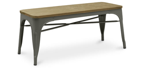 Banc Stylix gris foncé, assise bois clair
