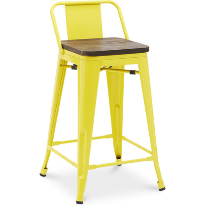 Bar stool - Industrial design - Wood and steel - 60cm - New edition - Stylix