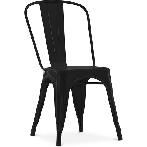 Sedia da pranzo - Design industriale - Acciaio - Nuova edizione - Stylix - Nero