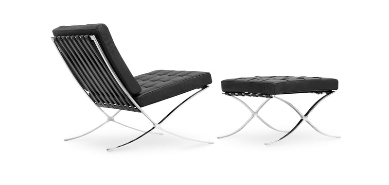 Fauteuil tapissé en cuir - Fauteuil design avec repose-pieds - Town