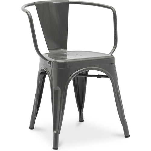 Chaise de salle à manger avec accoudoirs - Design industriel - Acier - Nouvelle édition - Stylix