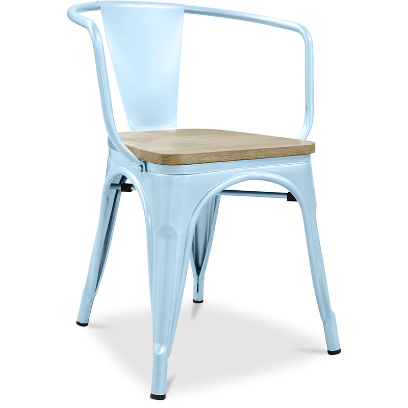 Esszimmerstuhl mit Armlehnen - Industrielles Design - Holz und Stahl - Neue Ausgabe - Stylix