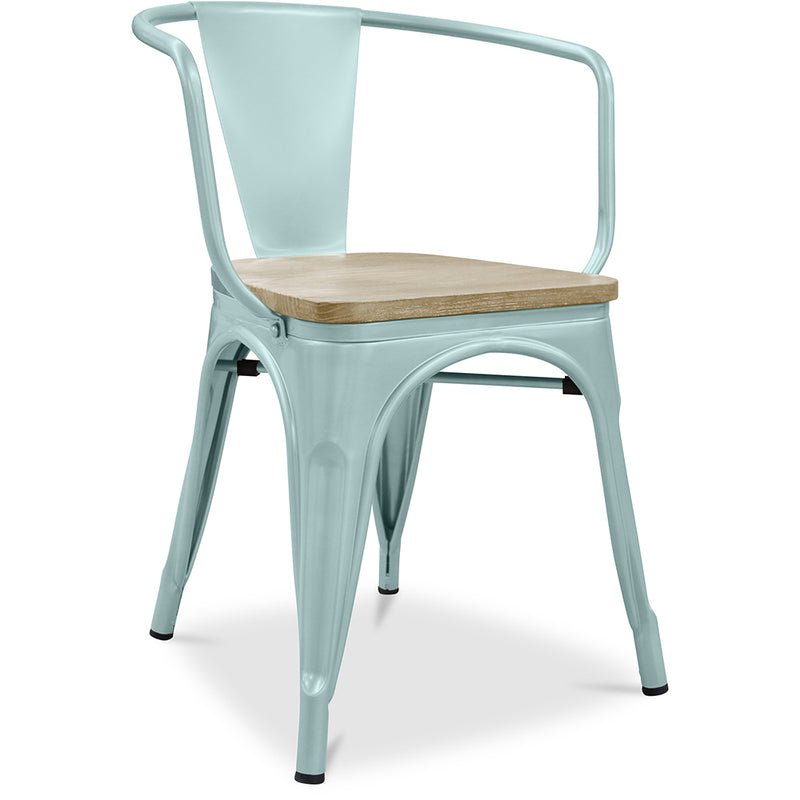 Esszimmerstuhl mit Armlehnen - Industrielles Design - Holz und Stahl - Neue Ausgabe - Stylix