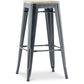 Bar stool - Industrial design - Wood and steel - 76cm - New edition - Stylix
