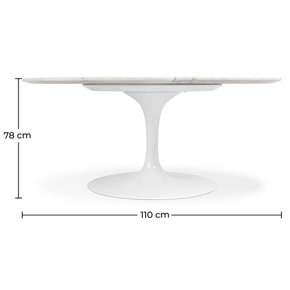 Dining Table Round - 110cm - Marble - Tulip - Dimensions diagram