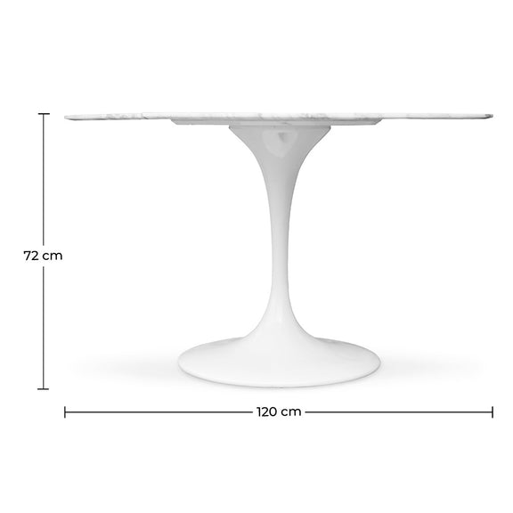 Dining Table Round - 120cm - Marble - Tulip - Dimensions diagram