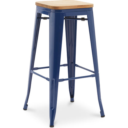Bar stool - Industrial design - Wood and steel - 76cm - New edition - Stylix