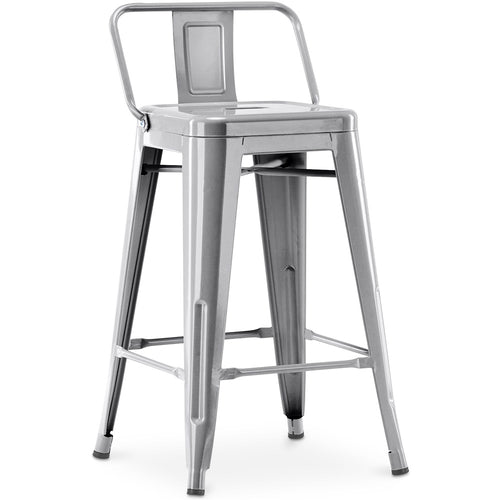 Taboret barowy z oparciem w stylu industrialnym - 60cm - Stylix