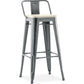 Taboret barowy z oparciem - Industrialny design - Drewno i stal - 76cm - Nowa edycja - Stylix