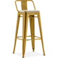 Taboret barowy z oparciem - Industrialny design - Drewno i stal - 76cm - Nowa edycja - Stylix