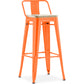 Taboret barowy z oparciem - Industrialny design - Drewno i stal - 76cm - Nowa edycja - Stylix