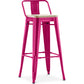 Taboret barowy z oparciem - Industrialny design - Drewno i stal - 76cm - Nowa edycja - Stylix