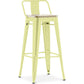 Taboret barowy z oparciem - Industrialny design - Drewno i stal - 76cm - Nowa edycja - Stylix