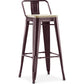 Taboret barowy z oparciem - Industrialny design - Drewno i stal - 76cm - Nowa edycja - Stylix