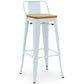 Taboret barowy z oparciem - Industrialny design - Drewno i stal - 76cm - Nowa edycja - Stylix