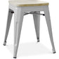 Industrial design bar stool - Wood and steel - 45cm - New edition - Stylix