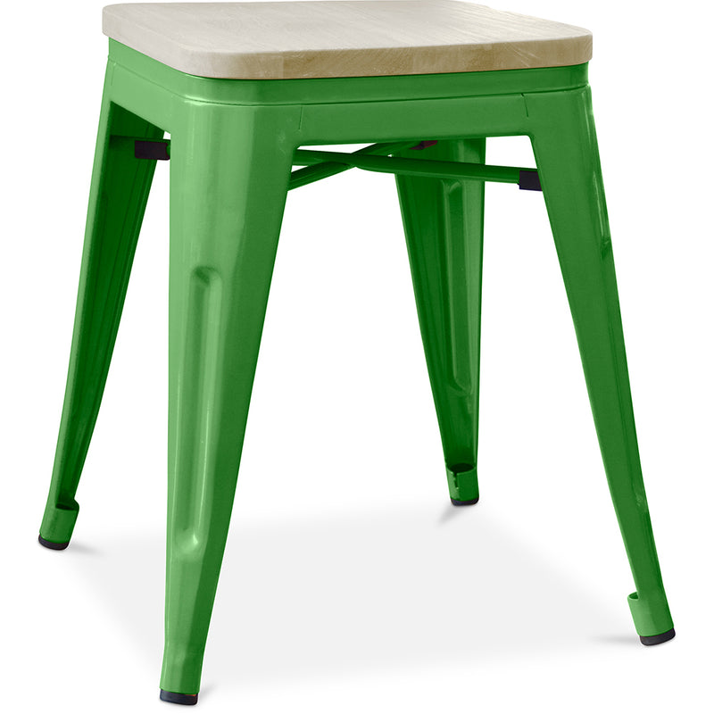 Taburete Diseño Industrial - Madera y Acero - 45cm - New Edition - Stylix - Verde